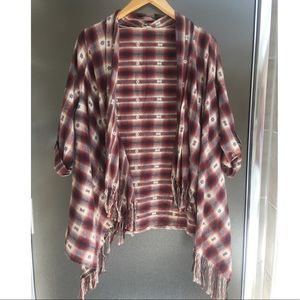 Flannel fringe cardigan